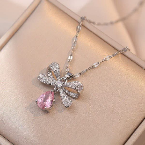 گردنبند پاپیونی نگینی استیل