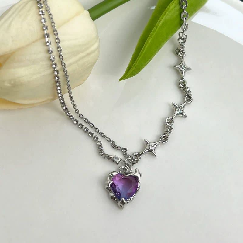 گردنبند قلب بنفش شیک و ترند