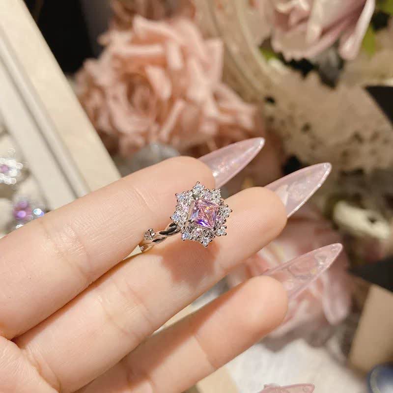 انگشتر استیل نگین صورتی