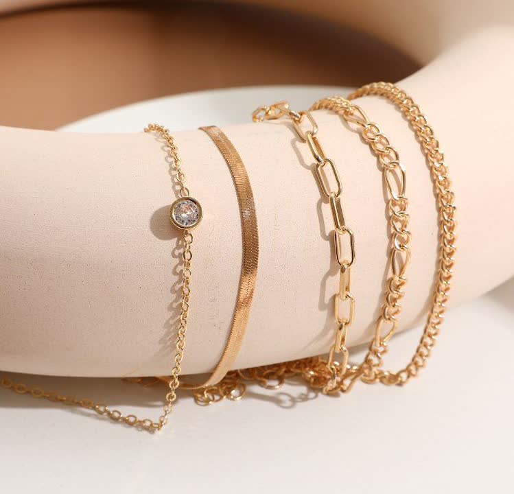 پک ۵ تایی پابند طلایی زنجیری