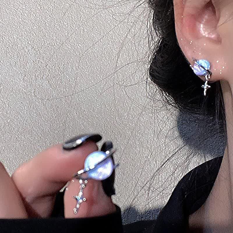 گوشواره استیل سیاره کهکشانی | گوشواره کهکشانی هولوگرامی - Image 4