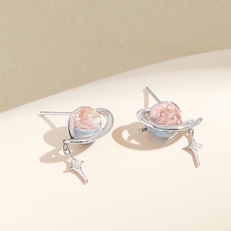 گوشواره استیل سیاره کهکشانی | گوشواره کهکشانی هولوگرامی - Image 2