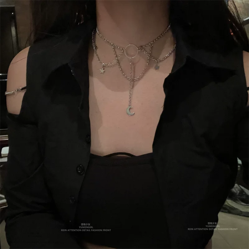 چوکر زنجیر چندلایه ماه و ستاره استیل | چوکر ترند استیل - Image 2